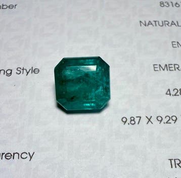 Zonder minimumprijs - 1 pcs Groen Smaragd - 4.28 ct -, Nieuw