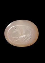 Sasanian Witte Agaat Grote stempel met gevleugelde