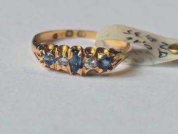 Bague de cocktail - 18 carats Or jaune Saphir - Diamant, Bijoux, Sacs & Beauté
