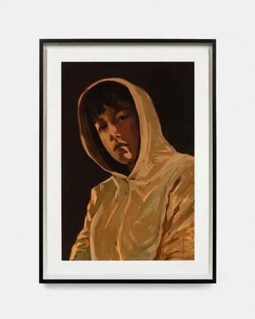 Claire Tabouret (1981) - Self-Portrait with a Hood (Pink)