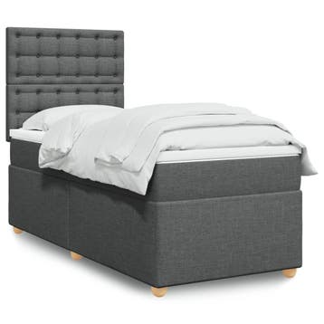 vidaXL Boxspring met matras stof donkergrijs 90x200 cm, Verzenden, Nieuw