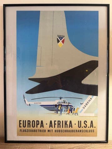 Vintage Sabena Travel Poster from 1950s - Europa – Afrika –