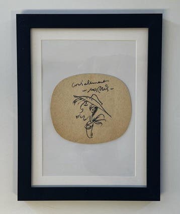 Morris - 1 Originele tekening met handtekening - Lucky Luke