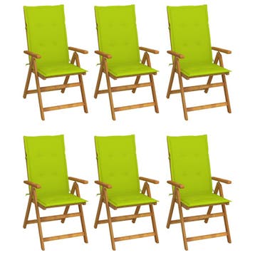 vidaXL Inklapbare stoelen 6 st met kussens massief, Verzenden, Nieuw