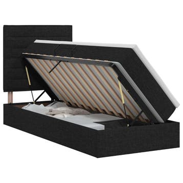 vidaXL Opslag bed met matras met hoofdeinde Zwart 90 x 190, Verzenden