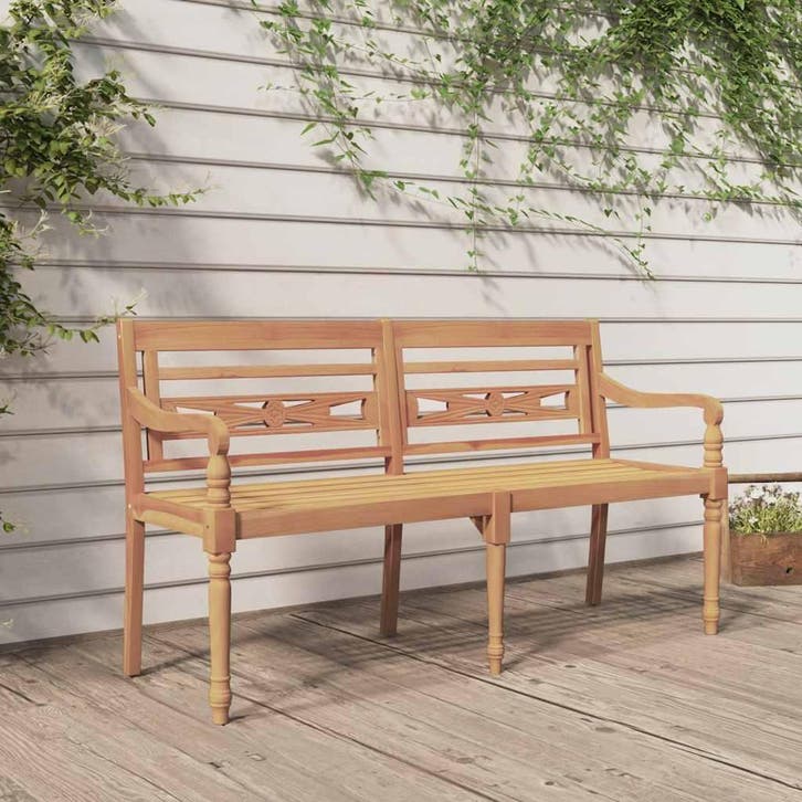 vidaXL Bankje Batavia 150 cm massief teakhout, Tuin en Terras, Tuinsets en Loungesets, Nieuw, Verzenden