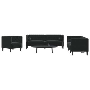 vidaXL 3-delige Loungeset Chesterfield met bolsters fluweel, Huis en Inrichting, Zetels | Zetels, Verzenden, Nieuw