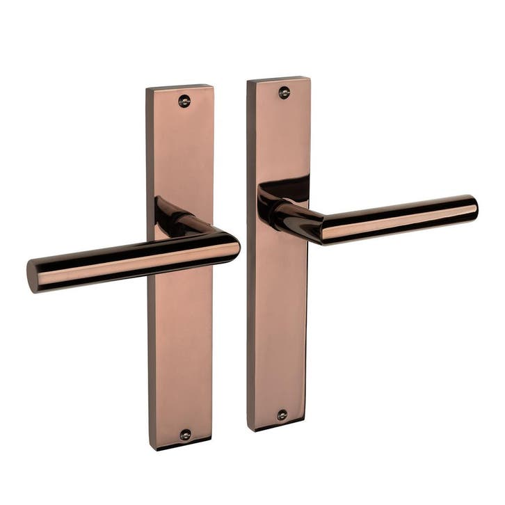 Geveerde deurklink Ferro glanzend brons PVD op schild bli..., Bricolage & Construction, Serrurerie de bâtiment & Dispositif de fermeture