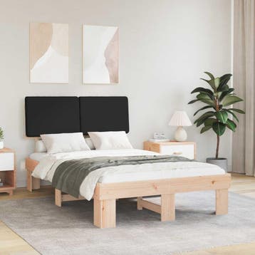 vidaXL Bedframe met Gevoerde Hoofdbord Zwart 120 x 200 cm, Verzenden
