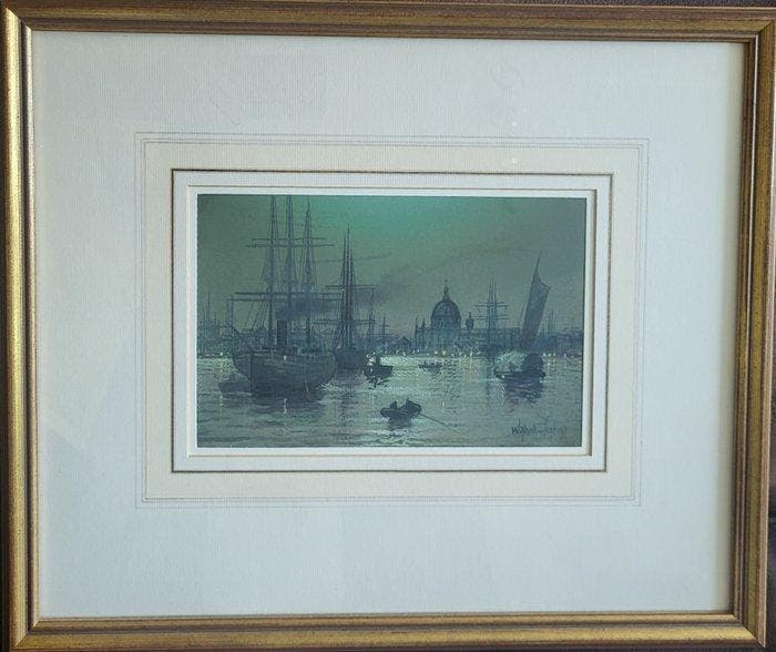 Wilfred Jenkins (1857-1936) - On the Thames - NO RESERVE, Antiek en Kunst, Kunst | Schilderijen | Klassiek