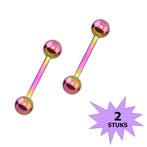 Fako Bijoux - Barbell Piercing - 12mm - Multicolour - 2, Verzenden, Nieuw