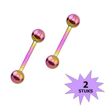 Fako Bijoux - Barbell Piercing - 12mm - Multicolour - 2, Verzenden