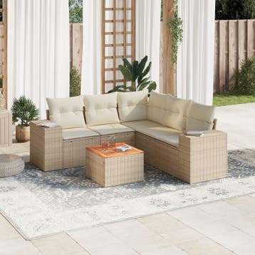vidaXL Patio Sofa Set 6-zits Beige, Verzenden, Nieuw