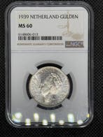 Nederland. Wilhelmina. 1 Gulden 1939 NGC MS60 (Zonder