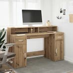 vidaXL Bureau met LED-verlichting 140x55x91 cm hout, Huis en Inrichting, Verzenden, Nieuw