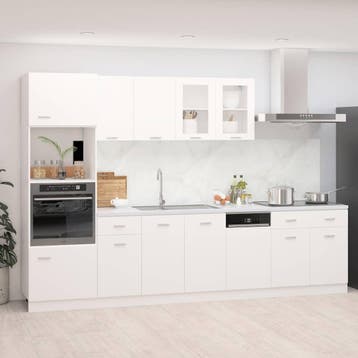 vidaXL 7-delige Keukenkastenset Lyon bewerkt hout wit, Verzenden, Nieuw
