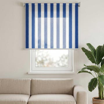 vidaXL Buitenrolgordijn 90% UV-blok Blauwe en Witte Streep, Verzenden