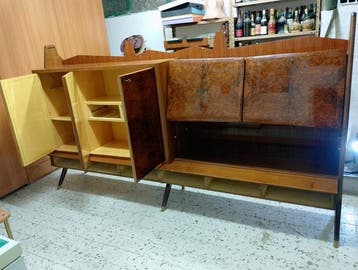 Crédence - Érable, Noyer, Teck - bar mobile italien, années