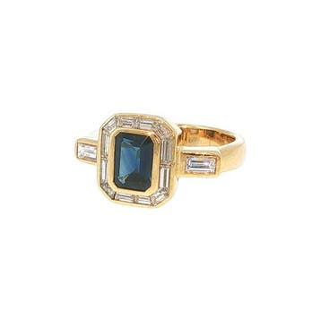 Ring - 18 karaat Geel goud - 2.28ct. tw. Saffier - Diamant -