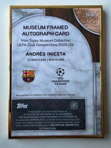 2025/26 Topps Topps Museum Collection Andrés Iniesta Carte, Verzamelen, Nieuw