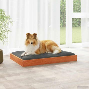 vidaXL Hondenbed Wasbruin 92 x 64 x 9 cm Massief vurenhout, Verzenden, Nieuw