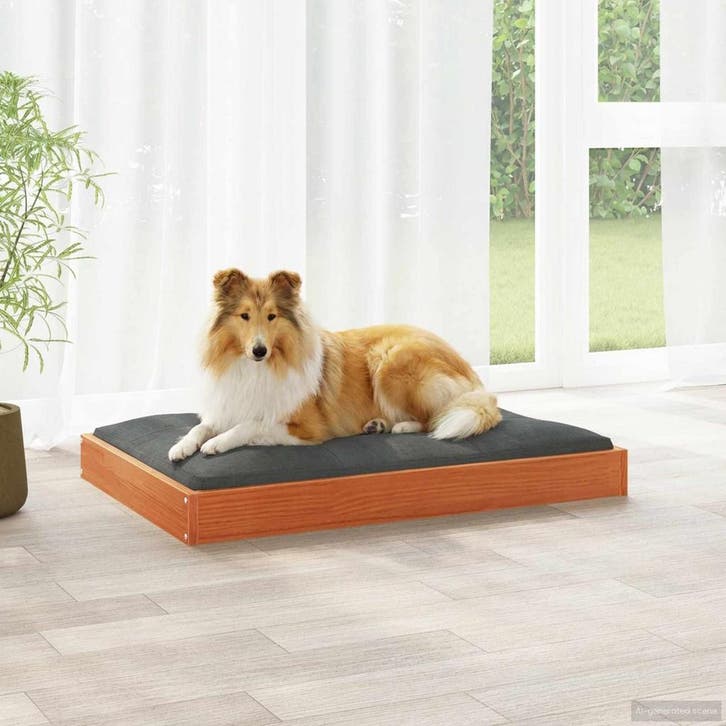 vidaXL Hondenbed Wasbruin 92 x 64 x 9 cm Massief vurenhout, Dieren en Toebehoren, Honden-accessoires, Nieuw, Verzenden