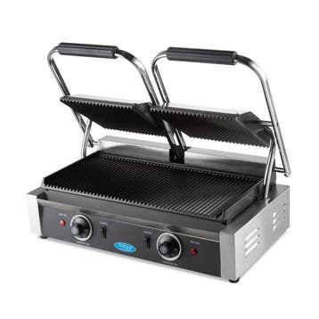 Contactgrill - Gegroefd - Dubbele Grillplaat - 2 x 22 cm, Elektronische apparatuur, Contactgrills, Verzenden, Nieuw