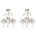 vidaXL Kroonluchters kristal 2 st elegant wit, Verzenden