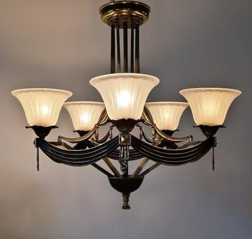Plafondlamp - Brons, Kristal