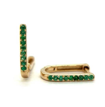 Oorbellen - 14 karaat Geel goud - 0.46ct. tw. Smaragd, Nieuw