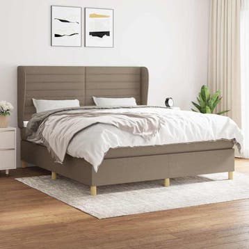 vidaXL Boxspring met matras stof taupe 160x200 cm, Verzenden