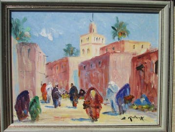 Bruno Retaux (1947) - Rue à Marrakech