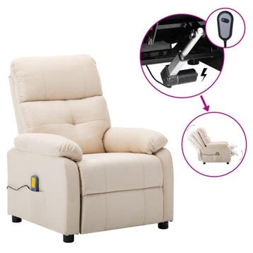 vidaXL elektrische massagestoel crème stof, Verzenden, Nieuw