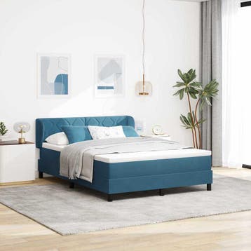 vidaXL Boxspring bed met hoofdeinde Donkerblauw 160 x 200 cm, Verzenden