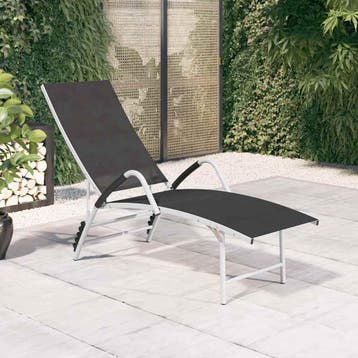 vidaXL Ligbed textileen en aluminium zwart, Tuin en Terras, Verzenden, Nieuw