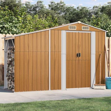 vidaXL Tuinschuur 277x93x179 cm gegalvaniseerd staal bruin, Verzenden, Nieuw