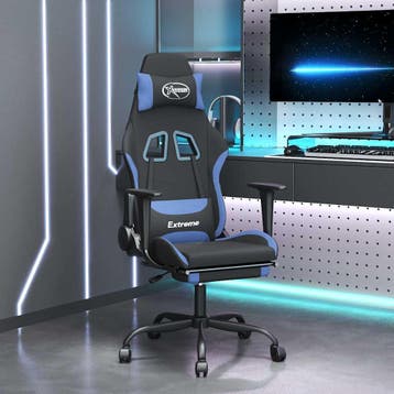 vidaXL Massage gamestoel met voetensteun stof zwart en blauw, Huis en Inrichting, Stoelen, Verzenden, Nieuw