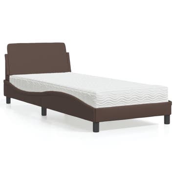 vidaXL Bed met matras Dover kunstleer bruin 90x200 cm, Huis en Inrichting, Verzenden, Nieuw