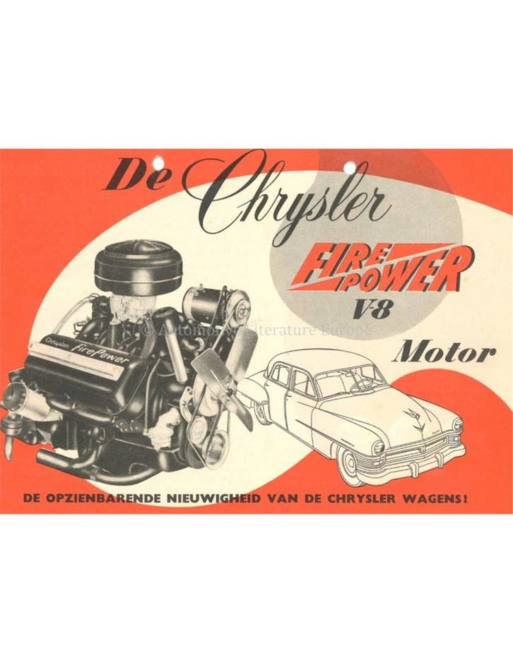 194? CHRYSLER V8 FIRE POWER BROCHURE NEDERLANDS, Boeken, Auto's | Folders en Tijdschriften