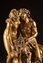 Naar Clodion (1738-1814) - sculptuur, Bacchanale groep met
