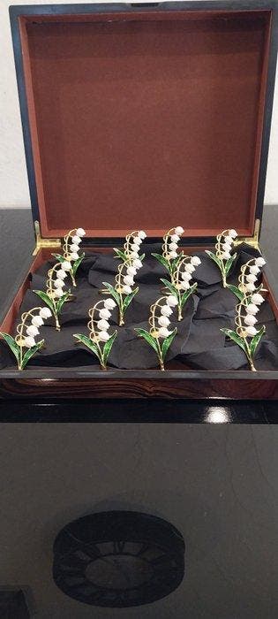Servetring (12) - Leliertjes van dalen - Verguld messing
