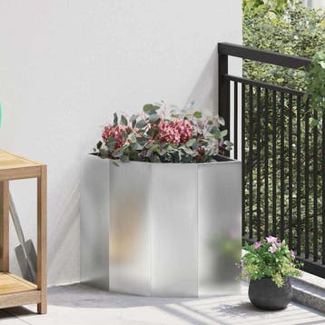 vidaXL Hoek Plantenbak zilver 45 x 45 x 50 cm Verzinkt staal, Verzenden, Nieuw