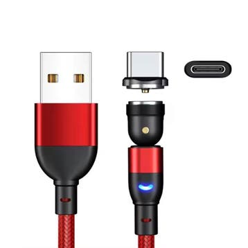 USB naar USB-C 540° Magnetische Oplaadkabel - 2 Meter -, Telecommunicatie, Mobiele telefoons | Telefoon-opladers, Verzenden, Nieuw