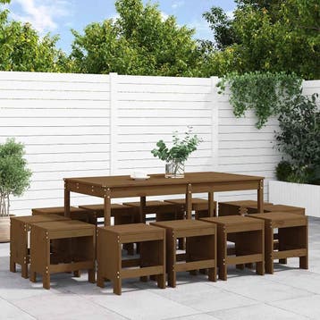 vidaXL 13-delige Tuinset massief grenenhout honingbruin, Verzenden, Nieuw, Tuinset