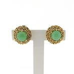 Gouden oorclips met chrysopraas (Oorbellen), Ophalen of Verzenden