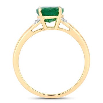 Ring - 14 karaat Geel goud - 2.60ct. tw. Smaragd - Diamant -