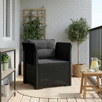 vidaXL Eén-zits Fauteuil met Kussens Rieten Look PP, Verzenden, Nieuw