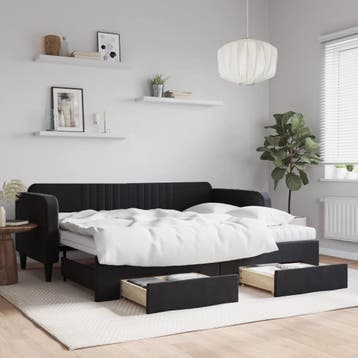 vidaXL Slaapbank met onderschuifbed en lades 90x200 cm, Verzenden, Nieuw