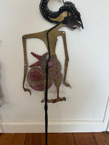 Ensemble de 3 poupées Wayang Kulit javanaises taillées à la, Antiek en Kunst