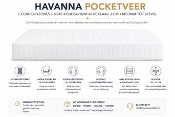 Havanna pocketveringsmatras - 80/200, Maison & Meubles, Matras